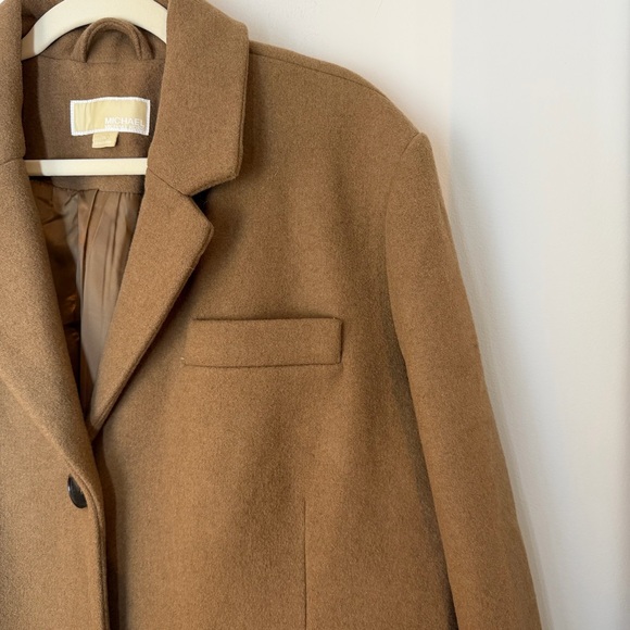 Michaels Kors Wool Blend Structured Tan Peacoat with Lining and Pockets Warm - Picture 12 of 16
